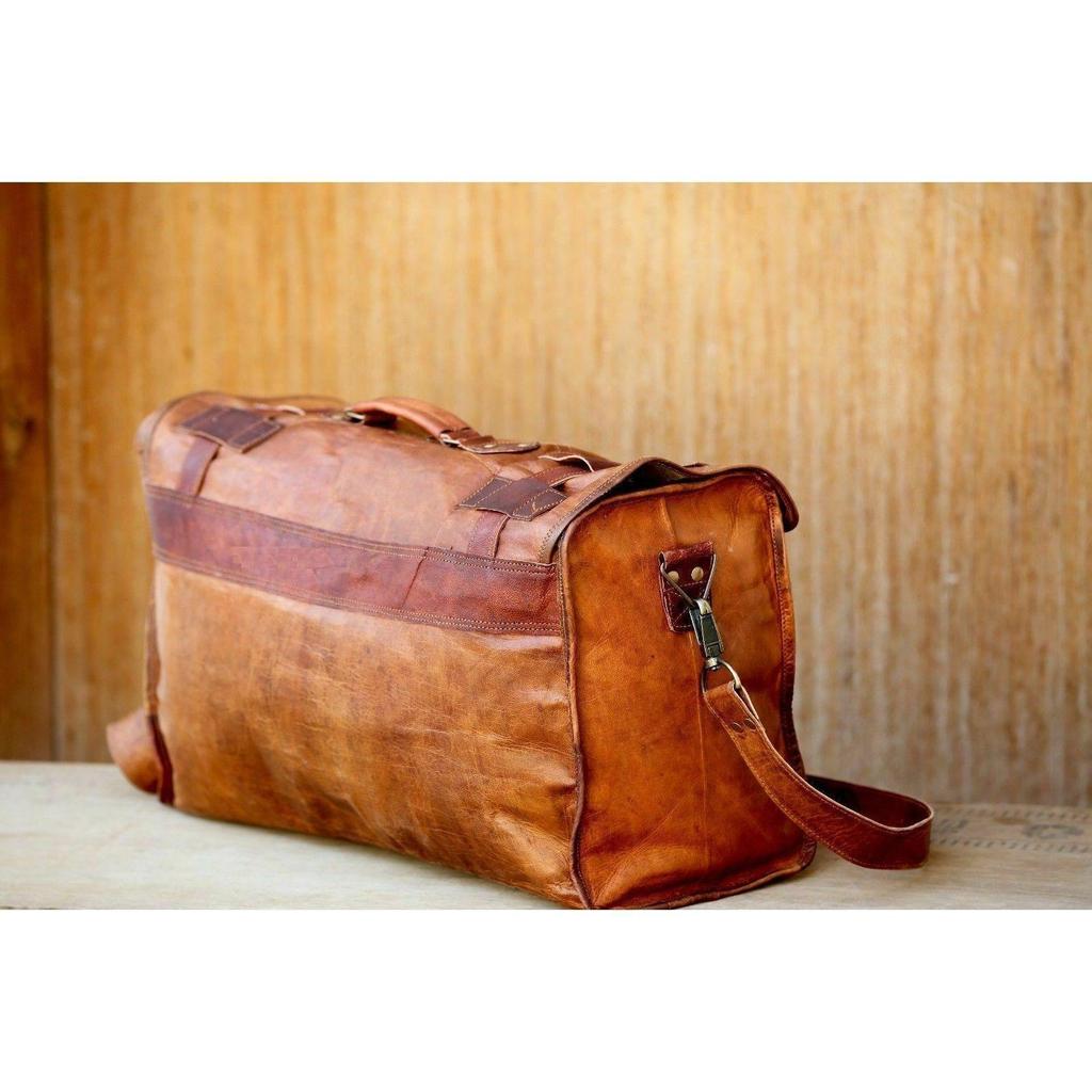 Ručně vyráběná kožená originální cestovní taška Weekend Gym Men Vintage zavazadla přes noc. S kombinovaným koženým deníkem