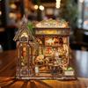 Tiny Coffee Shop Model Birthday Gift DIY Miniature House Easy Assembly Wooden Handmade Home