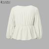 ZANZEA Women Square Neck Casual Crochet Patchwork Summer 3/4 Sleeve Blouse