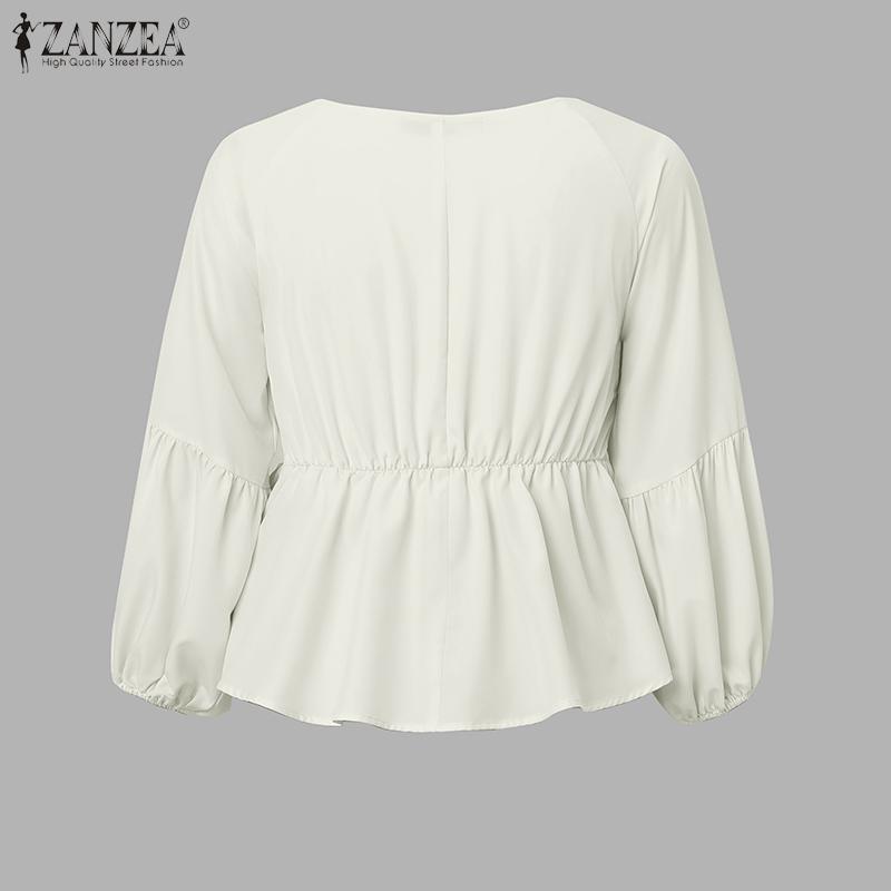 ZANZEA Women Square Neck Casual Crochet Patchwork Summer 3/4 Sleeve Blouse