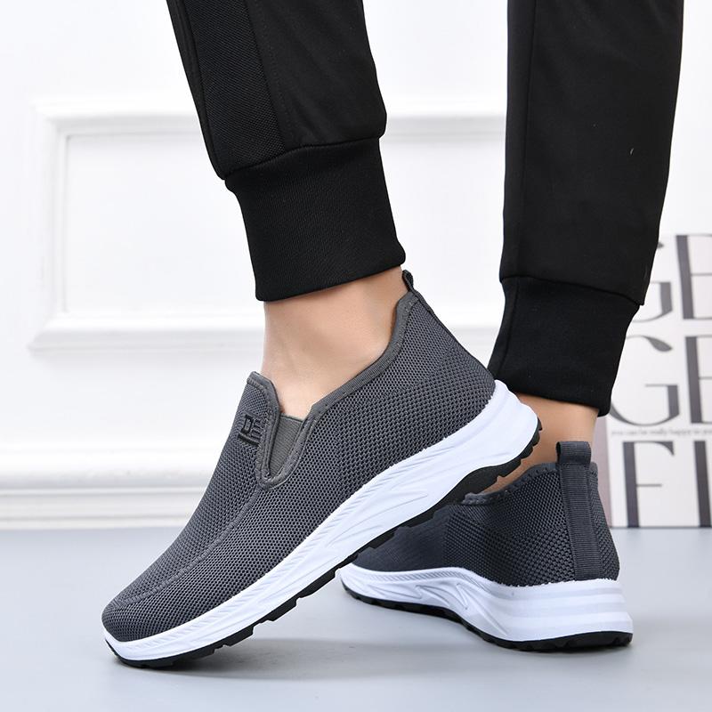 Męskie Buty Wiosenno-Jesienne Siatkowe Oddychające Wygodne Buty Taty dla Osób W Średnim Wieku i Starszych Codzienne Buty do Chodzenia Miękka Podeszwa Płaskie Płaskie Buty Codzienne