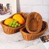 Imitation Rattan Woven Bread Basket Wicker Fruit Baskets for Food Serving Display Vegetables Home Kitchen Restaurant