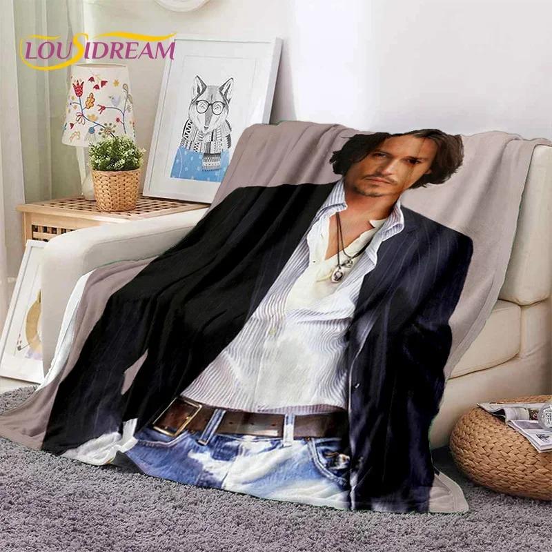 Manta Suave de Franela HD con Impresión 3D de Johnny Depp para Camas Dormitorio Sofá Picnic, Manta Ligera para Cubrir Aire Libre Ocio Regalo