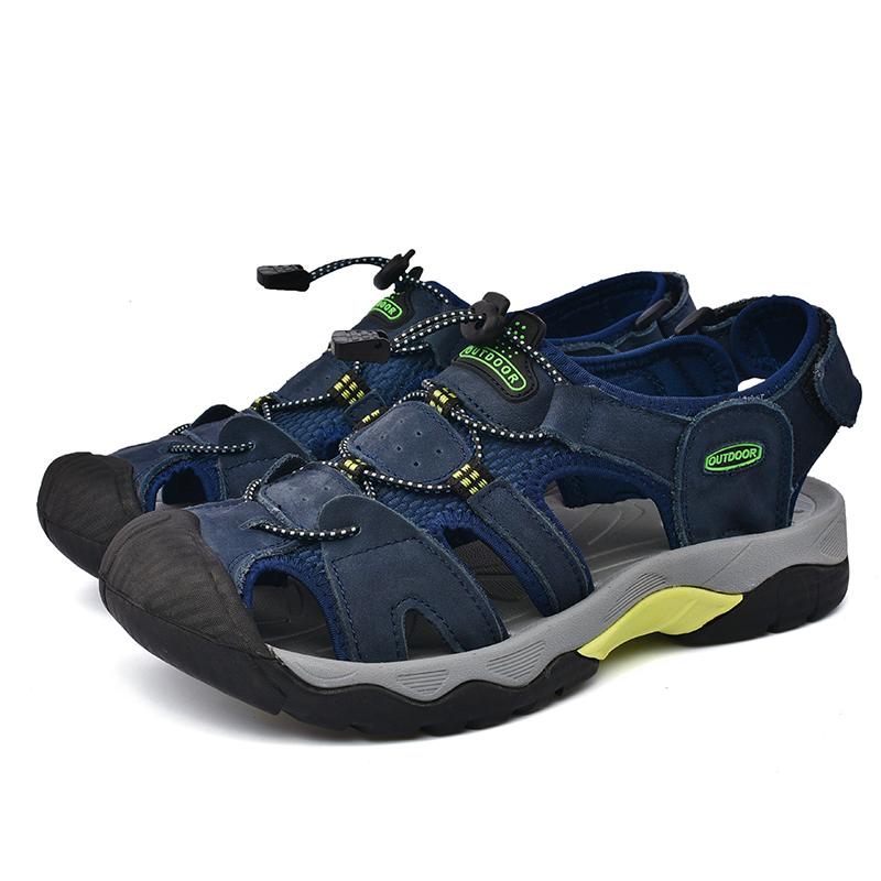 Hot Sale Sommer herresandaler utendørs sklisikre herre strandsandaler Håndlagde ekte skinn herresko Mote menn joggesko