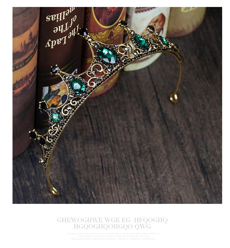 Elegant Green Diamond Baroque Bridal Tiara, Noble Crystal Princess Crown for Birthdays.