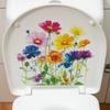 Watercolor, Colorful Flower Beds, Bathroom, Toilet, Toilet Decoration and Beautification Wall Stickers