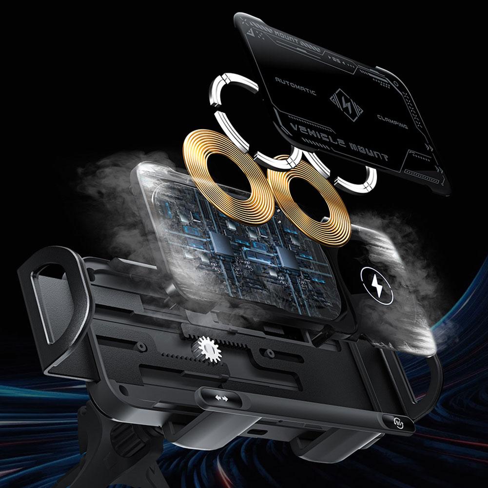 Car Wireless Charger 15W Dual Coil Auto Rotating Phone Holder Air Vent Cell Phone Mount for Smartphone/Pad/Foldable Phone