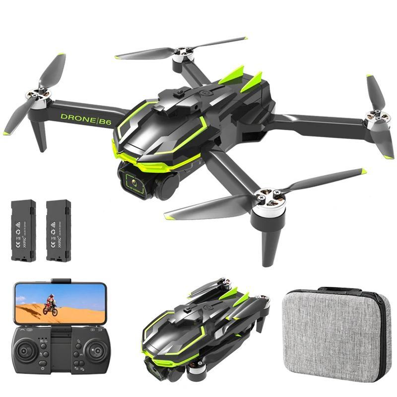 B6 Race Drone Motor sin escobillas ESC Cámara dual Fotografía aérea profesional WIFI FPV GPS Evitación de obstáculos Cuatro ejes Rc Quadcopter Juguete para regalo 8K GPS 2 battery negro