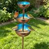 Metal Bird Bath Stake with Three Bowls for Garden Use, Rainwater Water Rest for Birds and Butterflies on Open Lawn