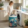 Boho gesteppter Wäschekorb mit Blumenstoff und Griffen Wäschetonne große Kapazität weicher Korb für Schmutzwäsche