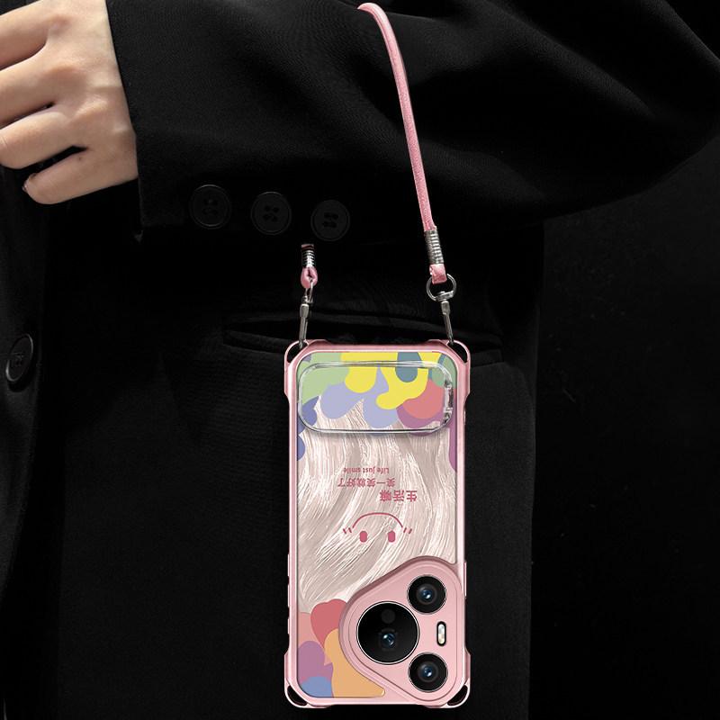 Smiley face is suitable for Huawei p80Pro mobile phone case p90 protective case p70 lanyard P60 mirror p50 new bracket case