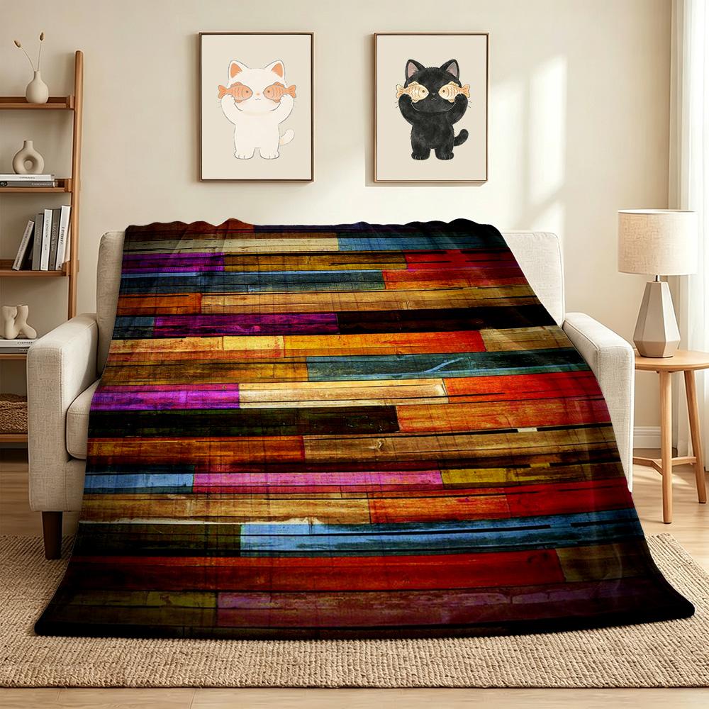 Colorful Wood Flannel Blanket Throw Blanket Soft Warm Sofa Bed Camping Car Home Decor Unique Christmas Gift C930568