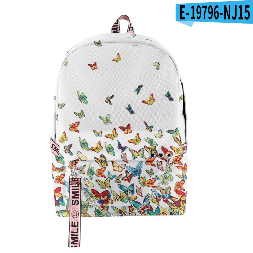 Cartoon Youthful School Bags Unisex Funny Butterfly Travel Bags 3D Print Oxford Waterproof Notebook Shoulder Backpacks