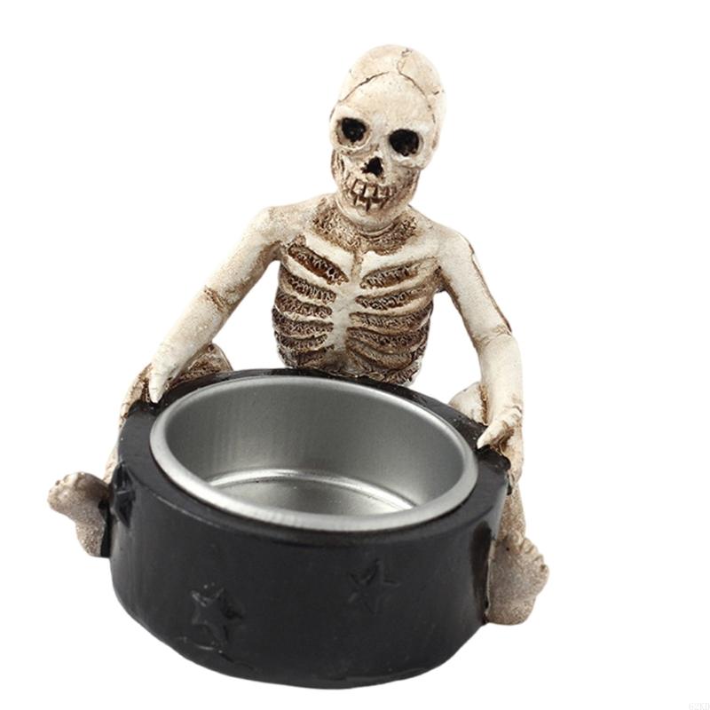 62KD Witch Skull Holder Resin Stand for Halloween Horror Themed Decoration