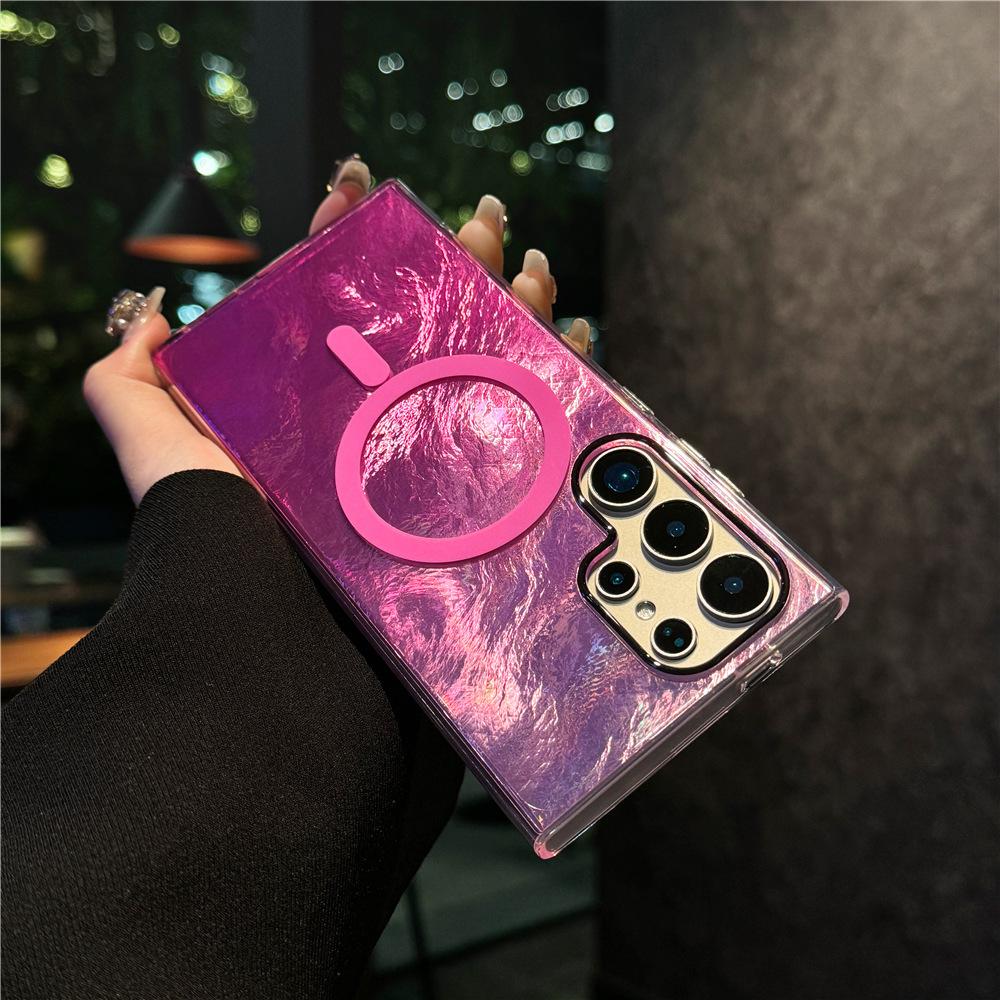 Suitable for Samsung S25 Mobile Phone Case High End Color Gradient S24fe Glacier Pattern Magnetic Suction Case S23plus Anti Fall