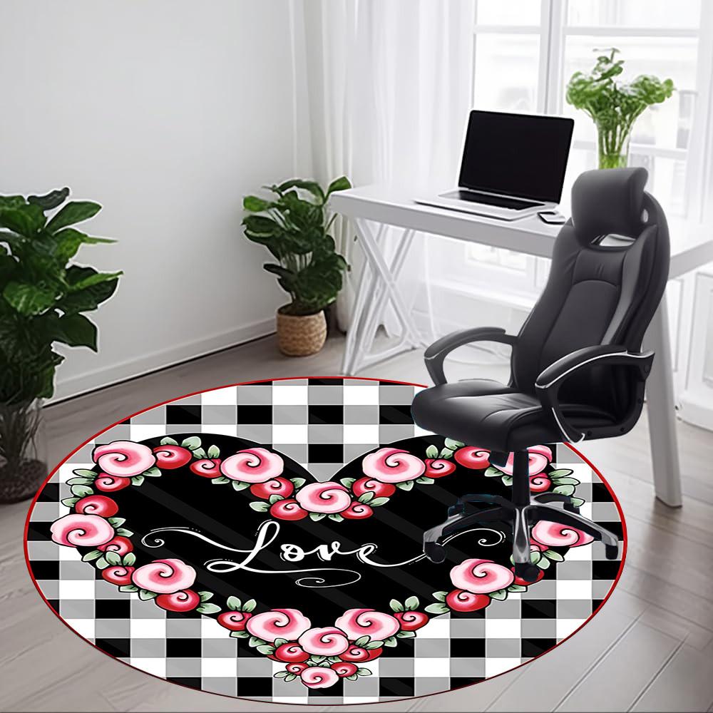 1pc Heart Love Floral Chair Carpet for Office Non-Slip, Rug for Office, Room, Good Gift for Family or Friends, Yy251226195