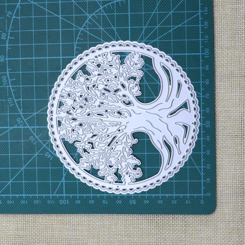 

Металлические штампы для резки Круг Большое дерево Сделай сам Скрапбукинг Фотоальбом Декор Тиснение Бумага Картон Поделки серебряный