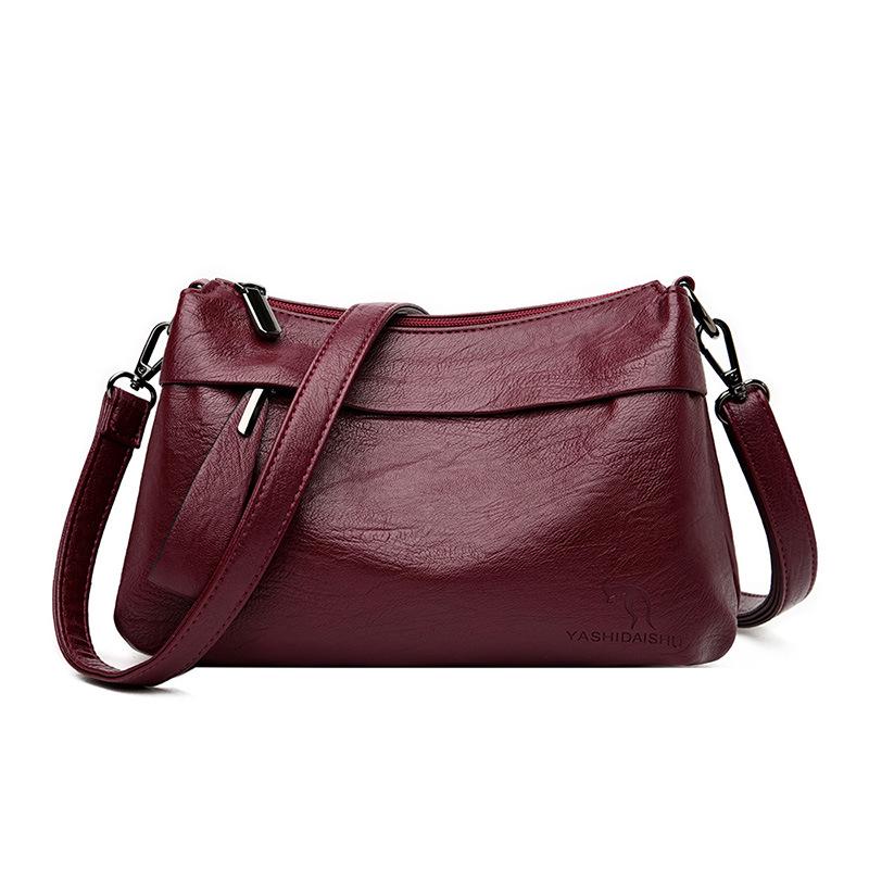 2022 Soft Leather Crossbody Bag for Middle-aged & Elderly Women: Fashionable, Versatile, Casual, Large Capacity Mummy Bag