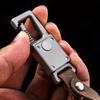 1pc Titanium Alloy Car Keychain with Strap , Durable Gray Metal Key Fob for Outdoor, Camping , Hiking , Perfect Gift for Halloween, Christmas