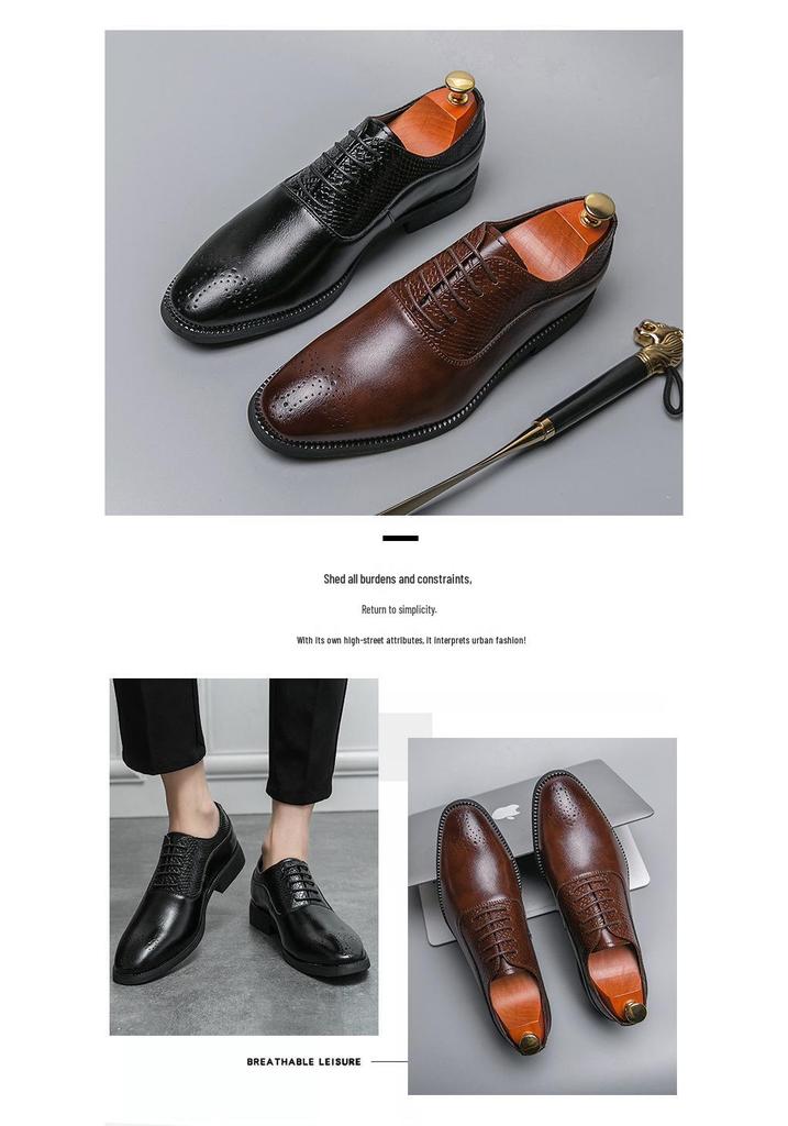 Men's British Patchwork Loafers - Large Size Flower Leather Formal Casual Shoes