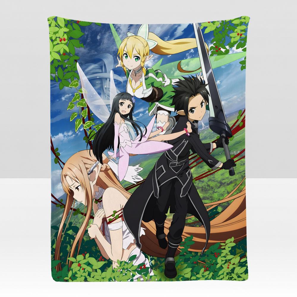 anime VOnline Sword AArt Throw Soft Flannel Blanket for Bed Bedroom Sofa Picnic Throw Skinfriendly Breathable Gift Cover