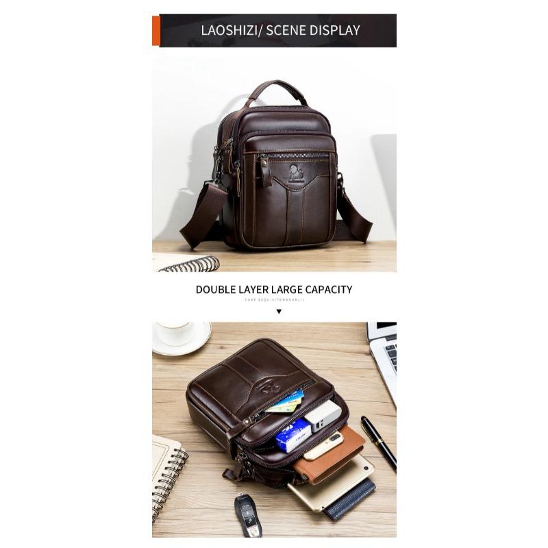 Pánská crossbody taška ze 100% pravé kůže, taška přes jedno rameno, velká kapacita, odolná proti opotřebení