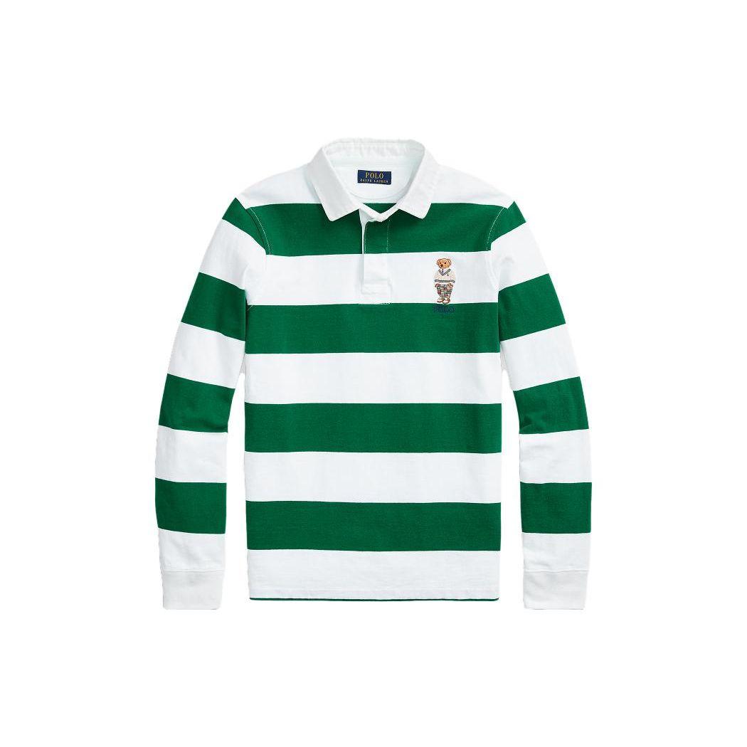 

Polo Ralph Lauren SS23 Поло с длинным рукавом в полоску с вышивкой медведя Мужские топы Зеленый MNPOKNI16822791-300 XL