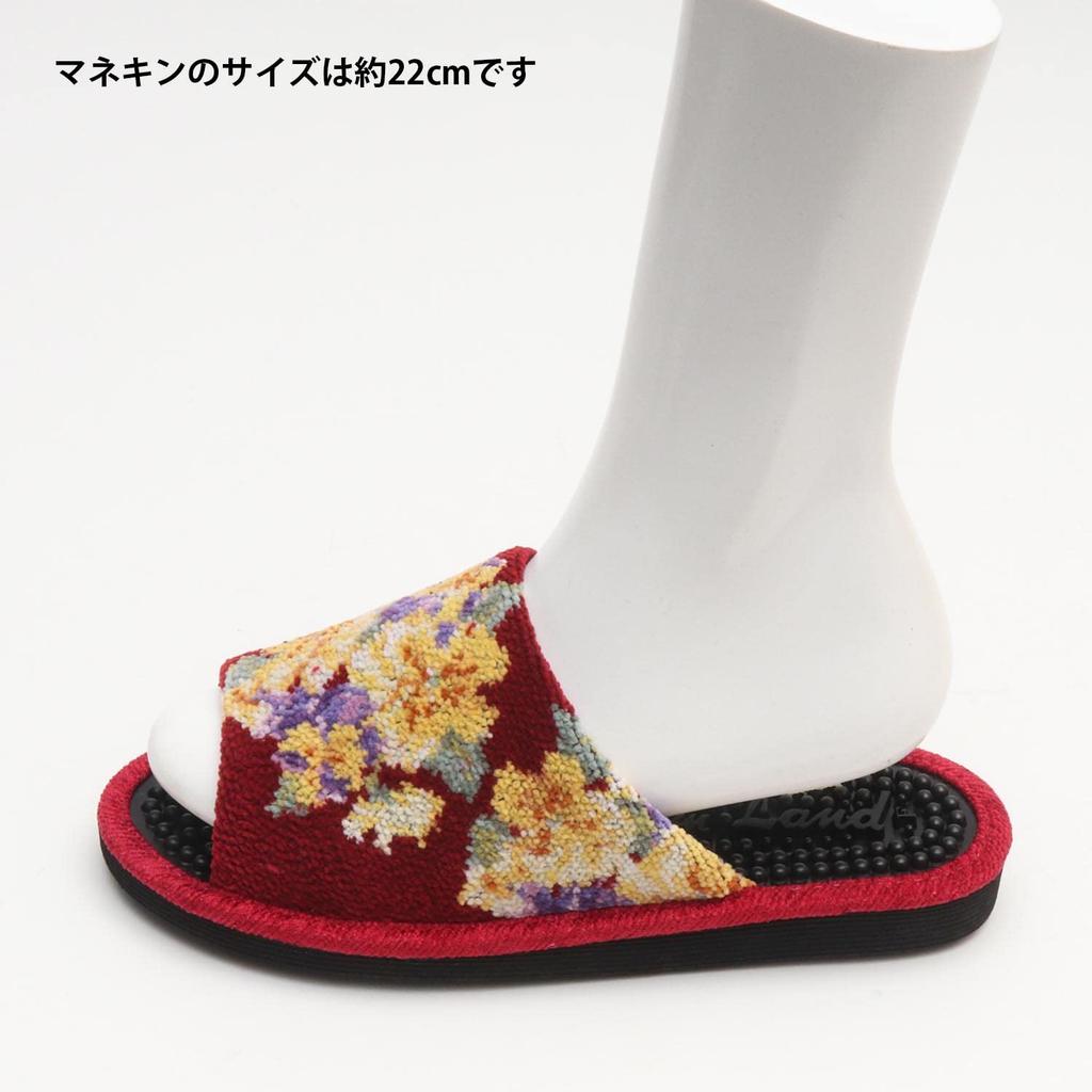 Hergestellt in Japan Chenille Stiefmütterchenmuster Gesunde Hausschuhe [Gesunde Sandalen, Gesunde Hausschuhe, Reflexzonenmassage Hausschuhe] (rot)