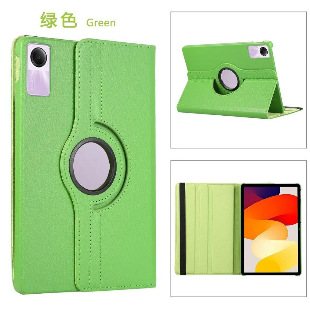 Applicable To Redmi Pad SE 11 Inch Flat Leather Case Pad2 Solid Color All-inclusive Rotating Lychee Pattern Bracket Anti-drop Shell