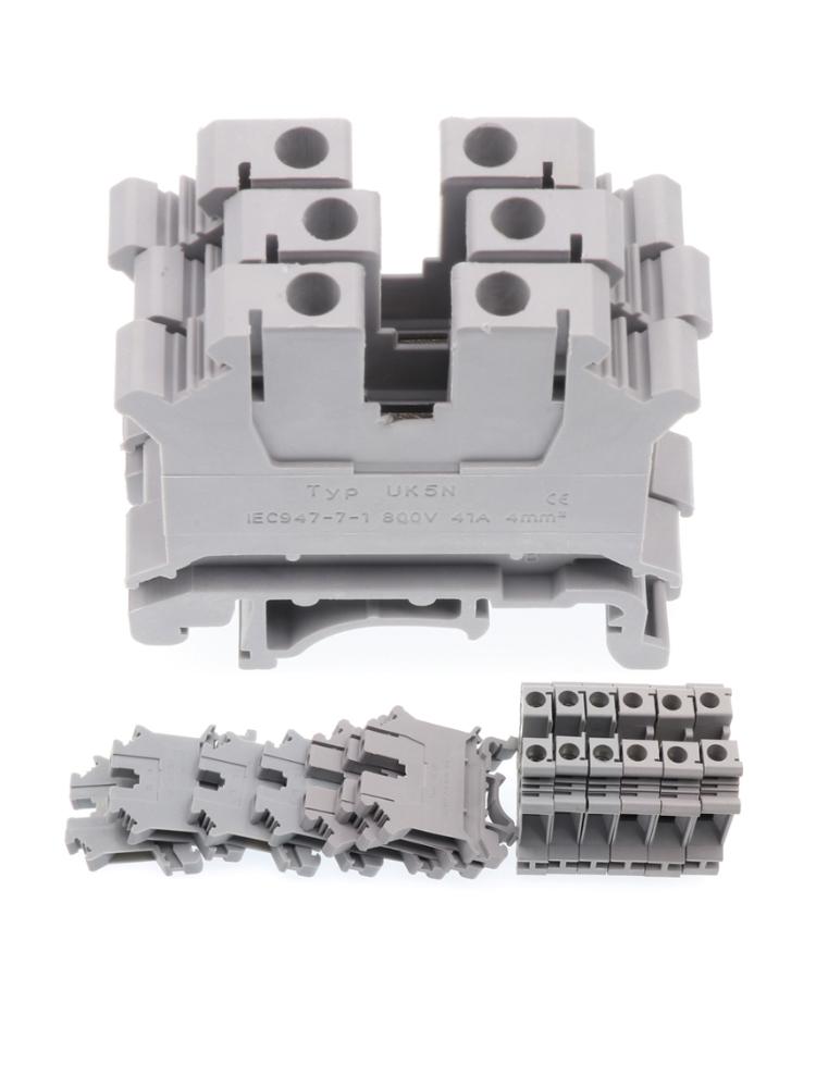 UK 2.5B/5/6/10N Rail Mount Terminal Block with Non-Stripping Screw Clip