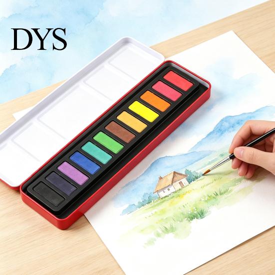Washable Art Paint for Kids Portable Watercolor Set, Durable Solid Gouache Pigments, Fine Professional Palette Sketching Powder Supplies, Illustration