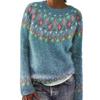 Ladies' Fashion Sweater, Round Neck,Loose Pullover Long-sleeved Knitted Sweater