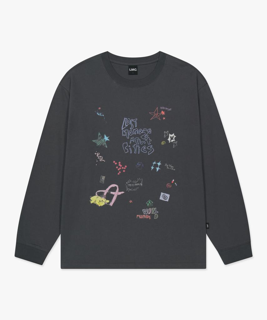 LMC Pen Drawing Long Slv Tee Charcoal