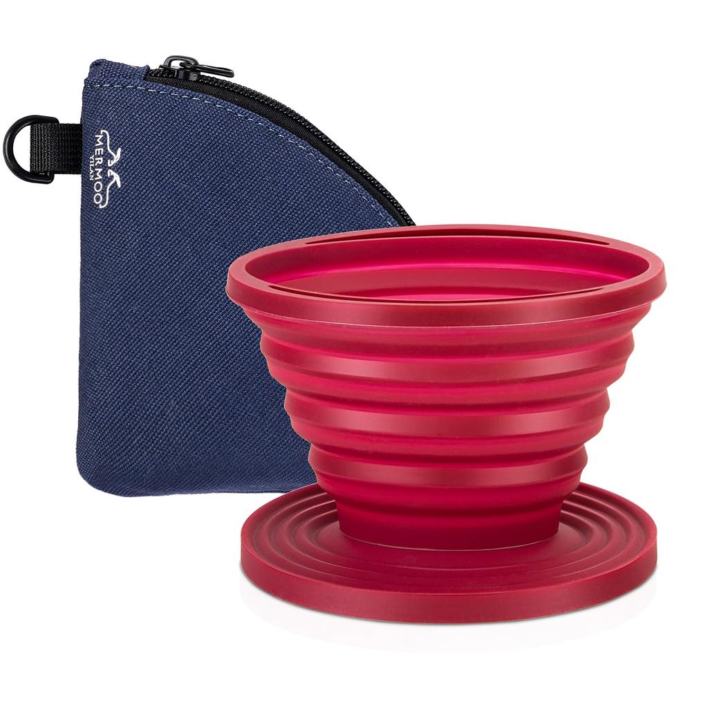 MERMOO YILAN Coffee Cup with Folding Coffee Silicone and Storage Perfect for and Travel Dripper, Outdoor, Foldable, Camping, 1-2 Capacity,
