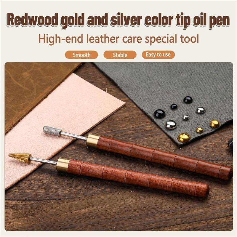 AEE4-2Pcs Leather Edge Dye Pens, Leather Edge Roller Pen Applicator, Leather Edge Printing Tools For Leather Craft DIY Work