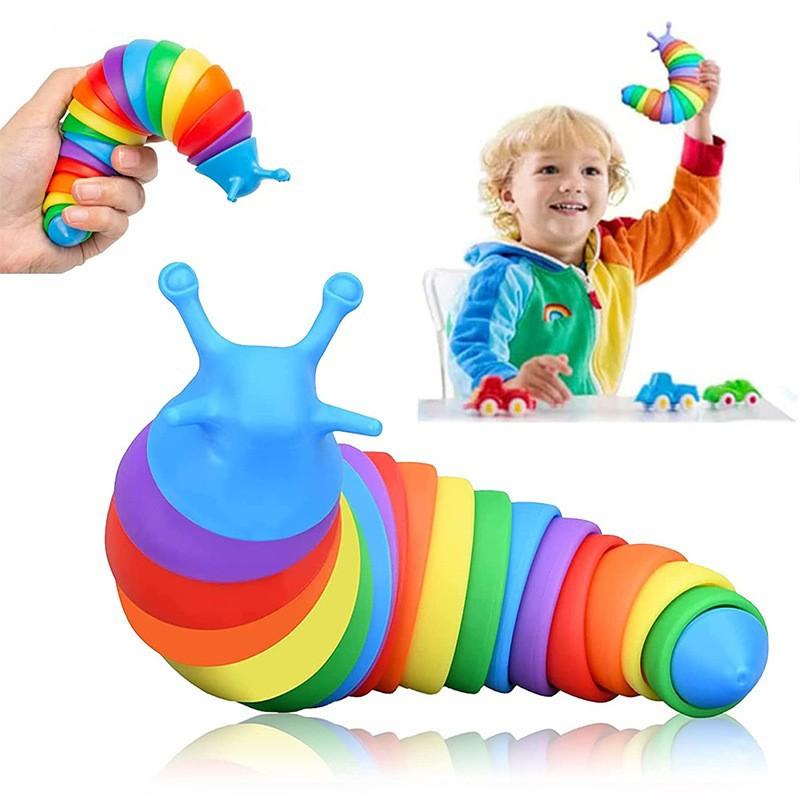 Insecte Coloré Mignon Limace Fidget Jouet Articulé 3D Chenille Extensible Sensoriel Soulagement du Stress Flexible Insecte Cadeau pour Enfants