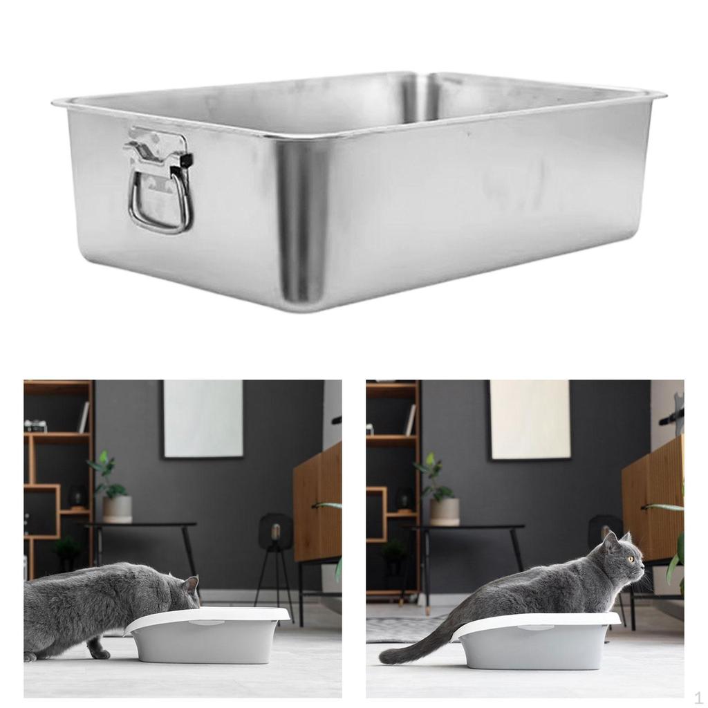 Stainless Steel Cat Litter Box with Handle