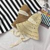 Lace Strap Fisherman Straw Hat Female Summer Eaves Sunshade Travel Straw Folding Beach Sun Hat
