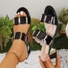 New Style Flip-flops, Versatile High Heels, Thick Heels, Plain Design Women's Slippers, Large Size Shoes
