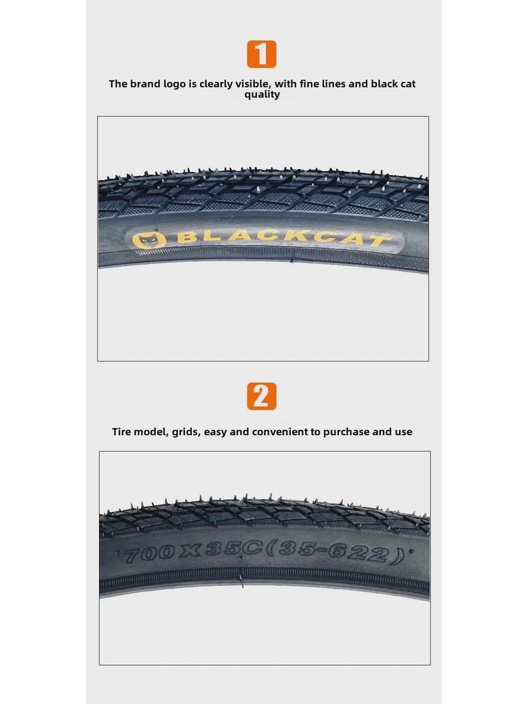 Neumático antideslizante para bicicleta de carretera Black Cat, serie 700x25C a 38C