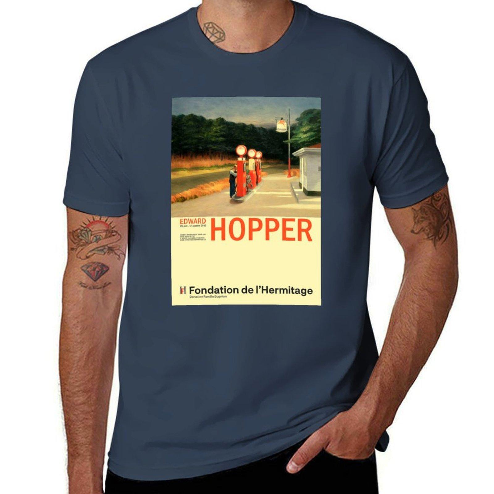 Edward Hopper Gas Minimalist Exhibition Art Poster TShirt Fashion Graphic Tee for Unisex S