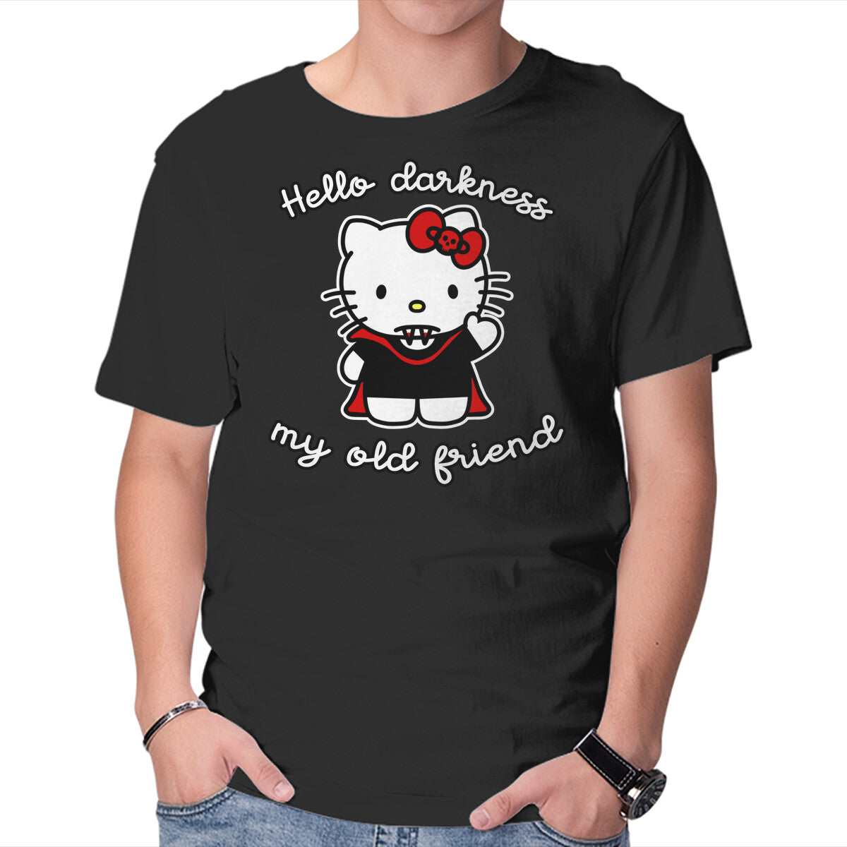 Unisex Crew Neck T-Shirt Hello Darkness My Old Friend Graphic Short Sleeve Casual Tee S