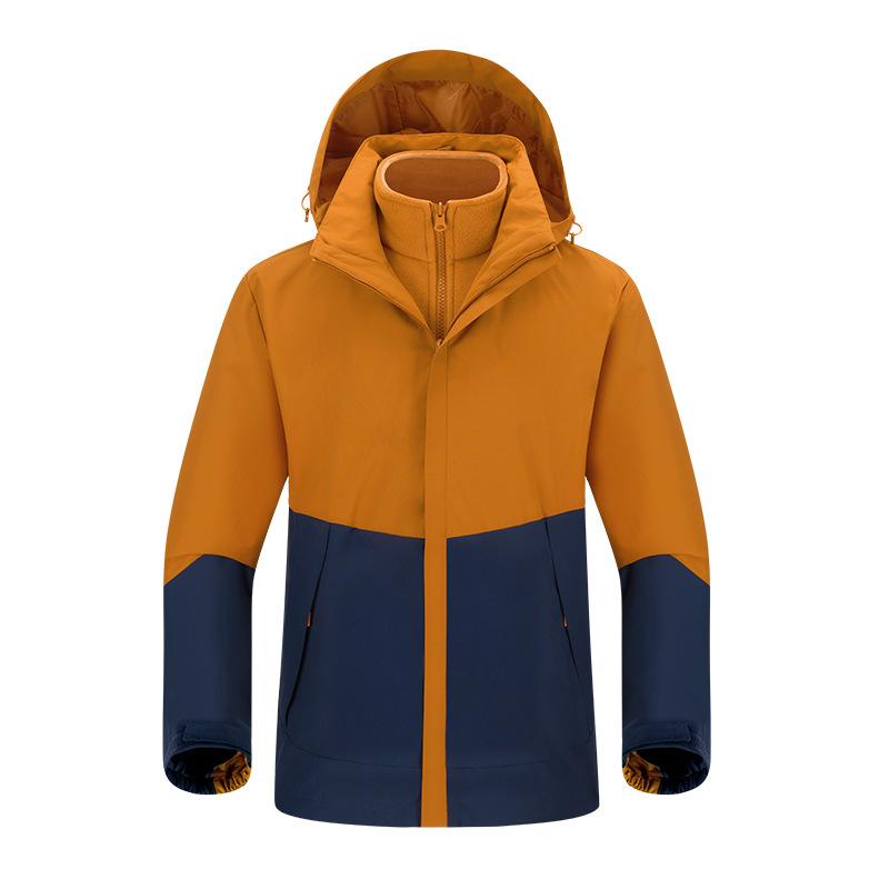 Silver Fox Velvet Liner Three-in-one Jacket for Men and Women Outdoor Windproof Waterproof Camping Warm Two-piece Jacket