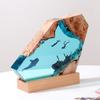 Resin Ocean Shipwreck Night Light, Shark & Whale Art Sculpture, Solid Wood Base - Home Bedroom Office Desk Decor Gift