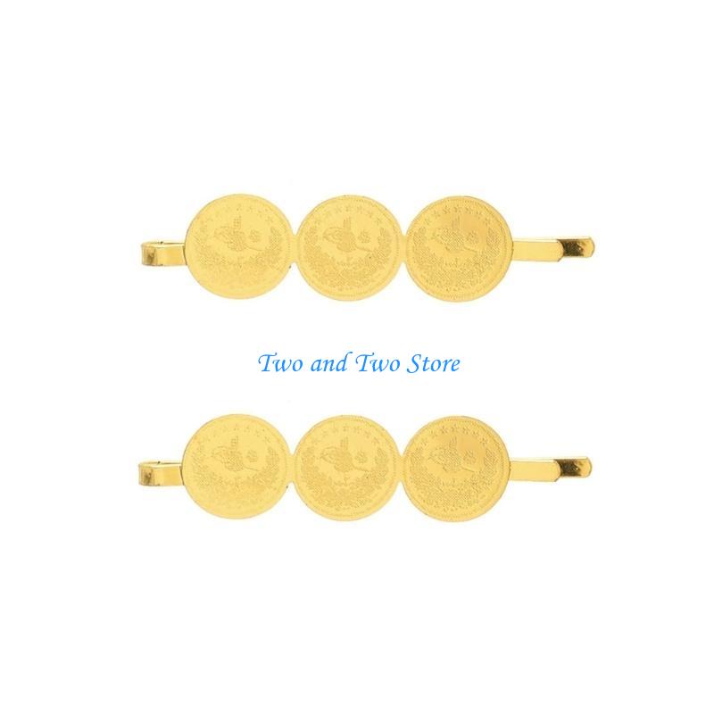 HX6F Gold-plated Coin Pendant Hair Clip Wedding Bridal Headwear Fashion Barrette Jewelry Ethnic Hair Accessories For Women