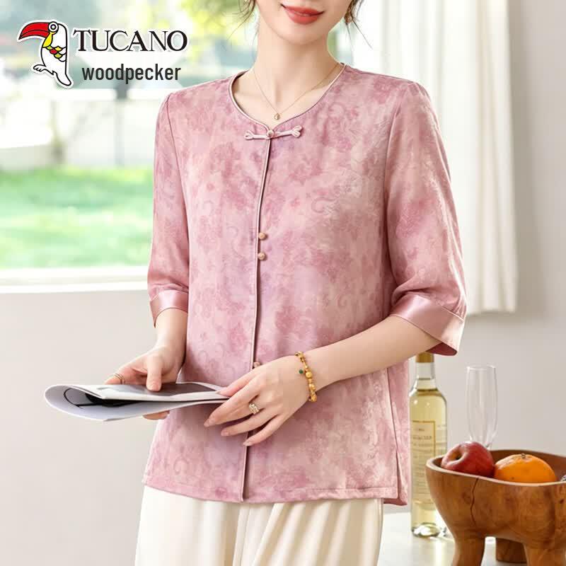 TUCANO Women s New Chinese Style Summer Floral Blouse 3XL