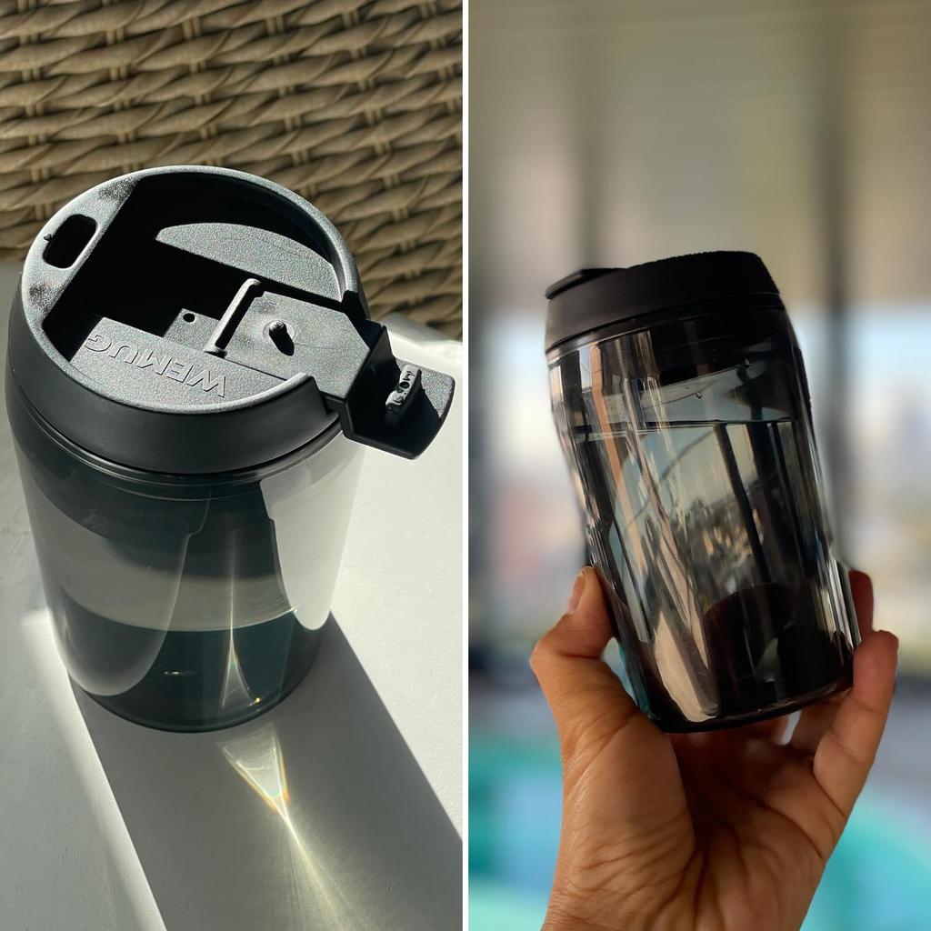 WEMUG Clear Tumbler Airtight Plastic Jazz (Lightweight, Double-Wall Tumbler) (Black)