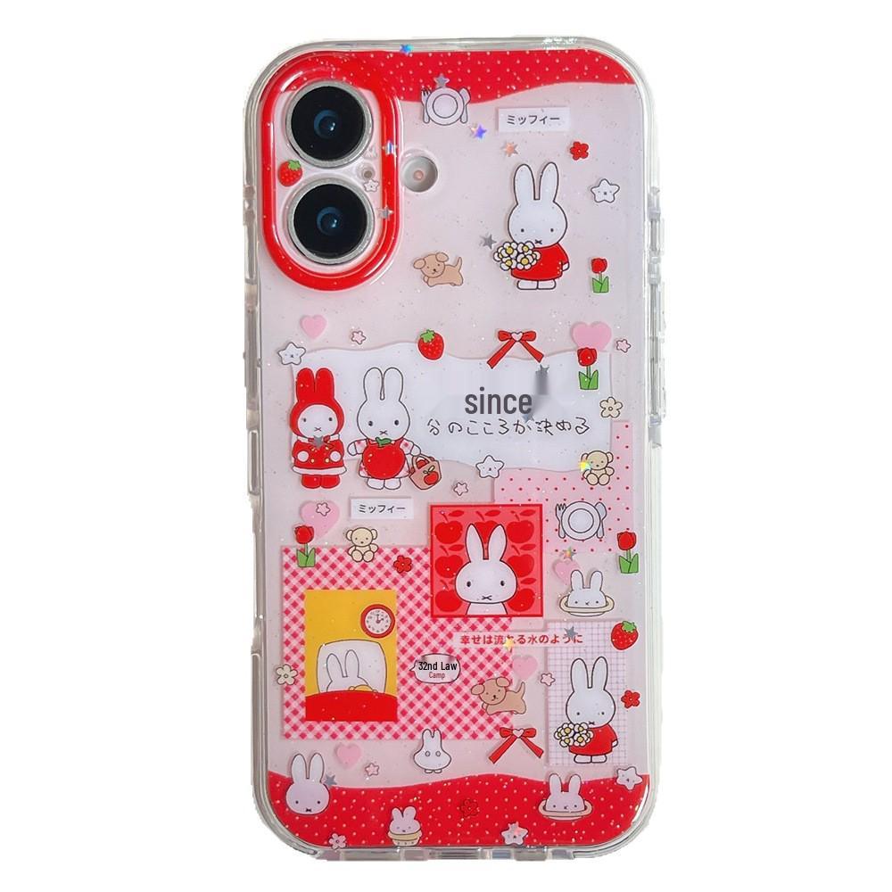Cartoon Miffy Strawberry Rabbit Anti-fall Case for iPhone 14/13 PROMAX