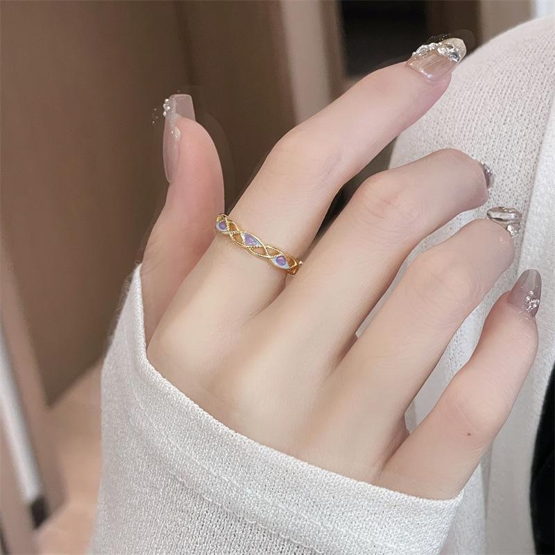 Enamel Flower Ancient Method Dripping Oil Gradual Change Opening Ring Women Exquisite Sweet Medieval Retro Light Luxury High Sense Ring