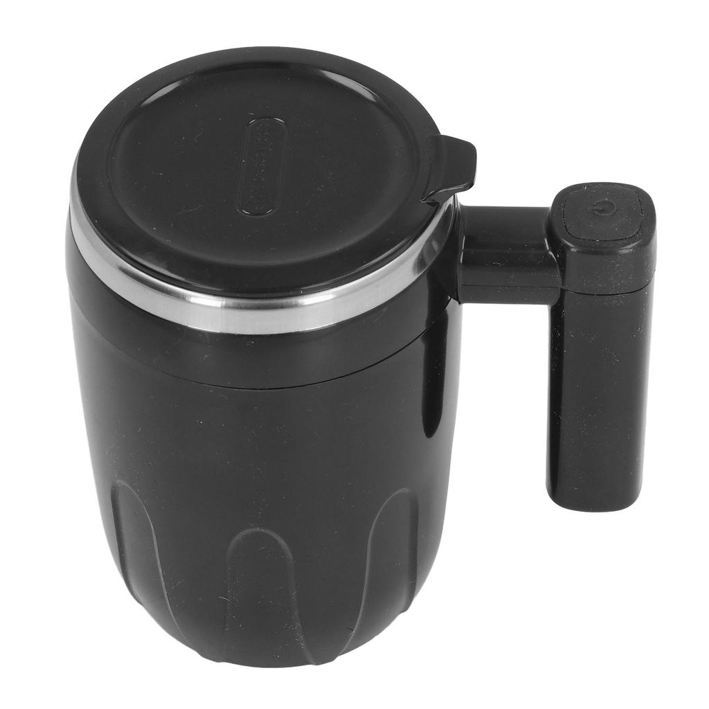 Self Stirring Coffee Mug Rechargeable with Lid Portable Electric Magnetic Automatic Mixing Black